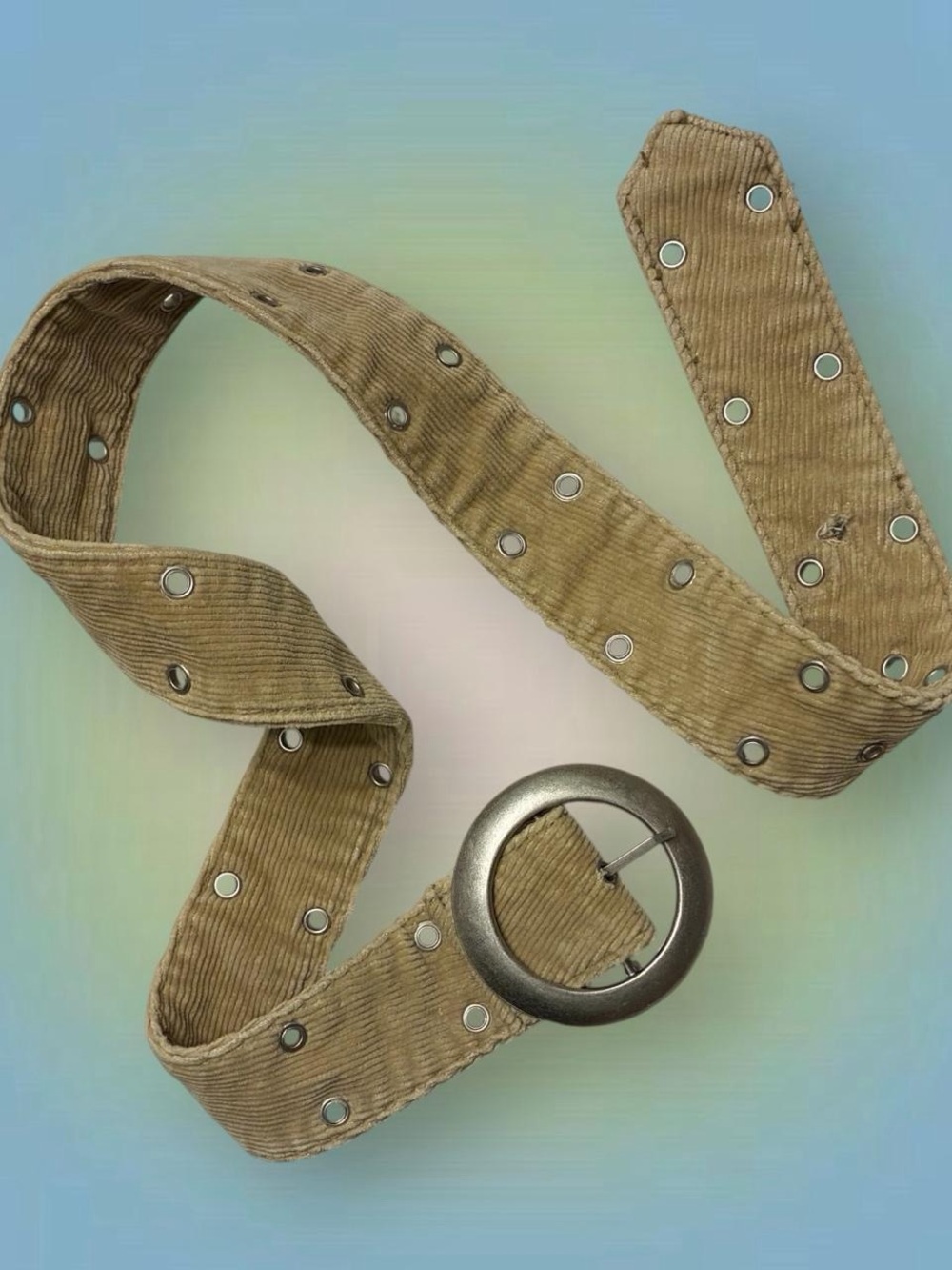 Corduroy Eyelet Belt in Tan - Women's Accessory